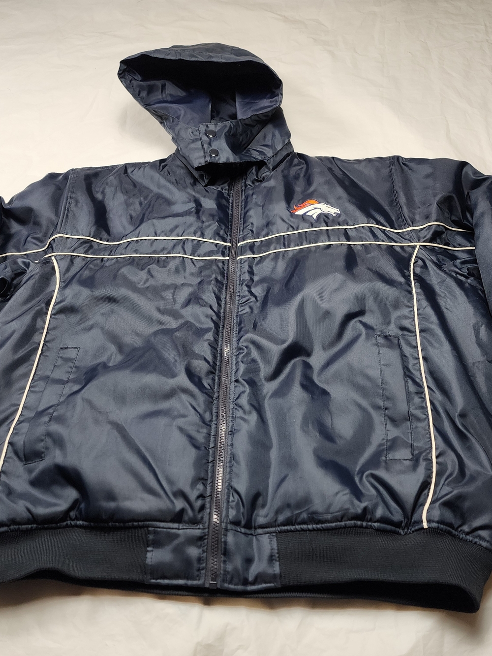 G-III APPAREL NFL Denver Broncos Men's Navy Hooded Quilted Lined Jacket Xlarge